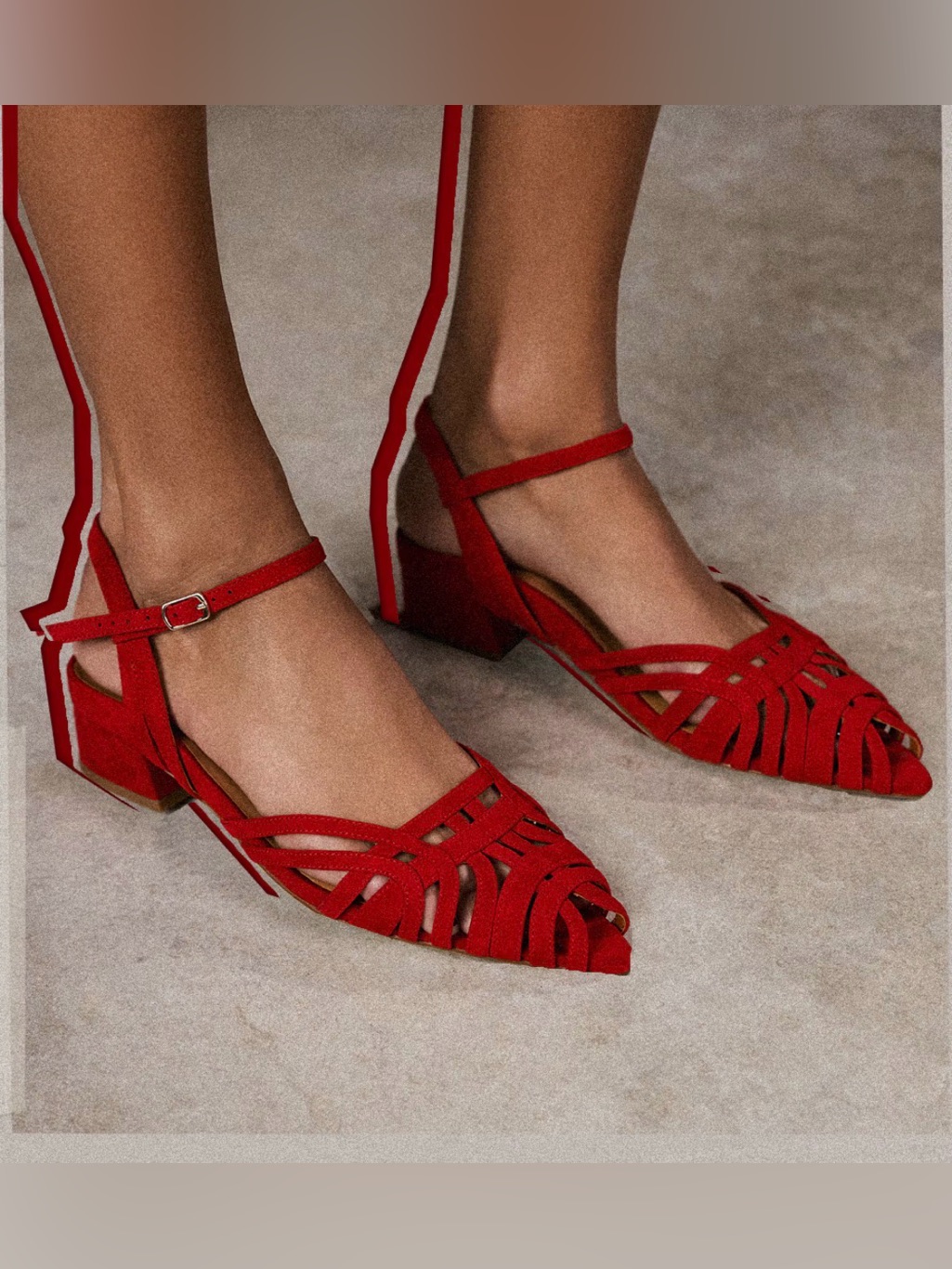 Bared Footwear Red Strappy Low Block Heel Sandals — image 2 of 8